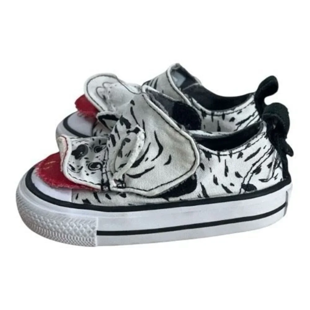 Converse Infant White Black Tiger Sneakers Size 4 Low-Top Toddler Casual Shoes